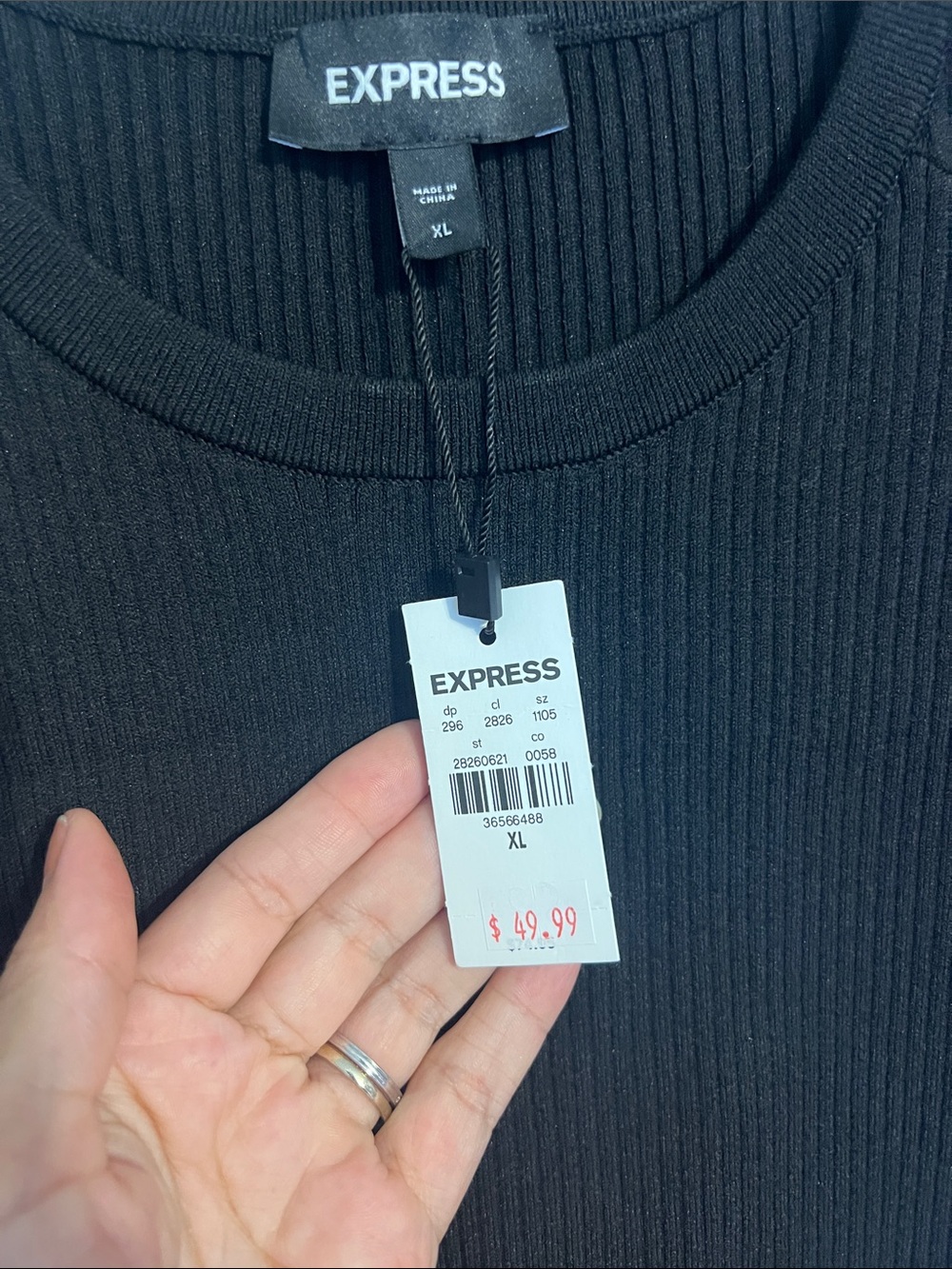 Express Black Ribbed Cap-Sleeve Tank Top - Picture 2 of 5